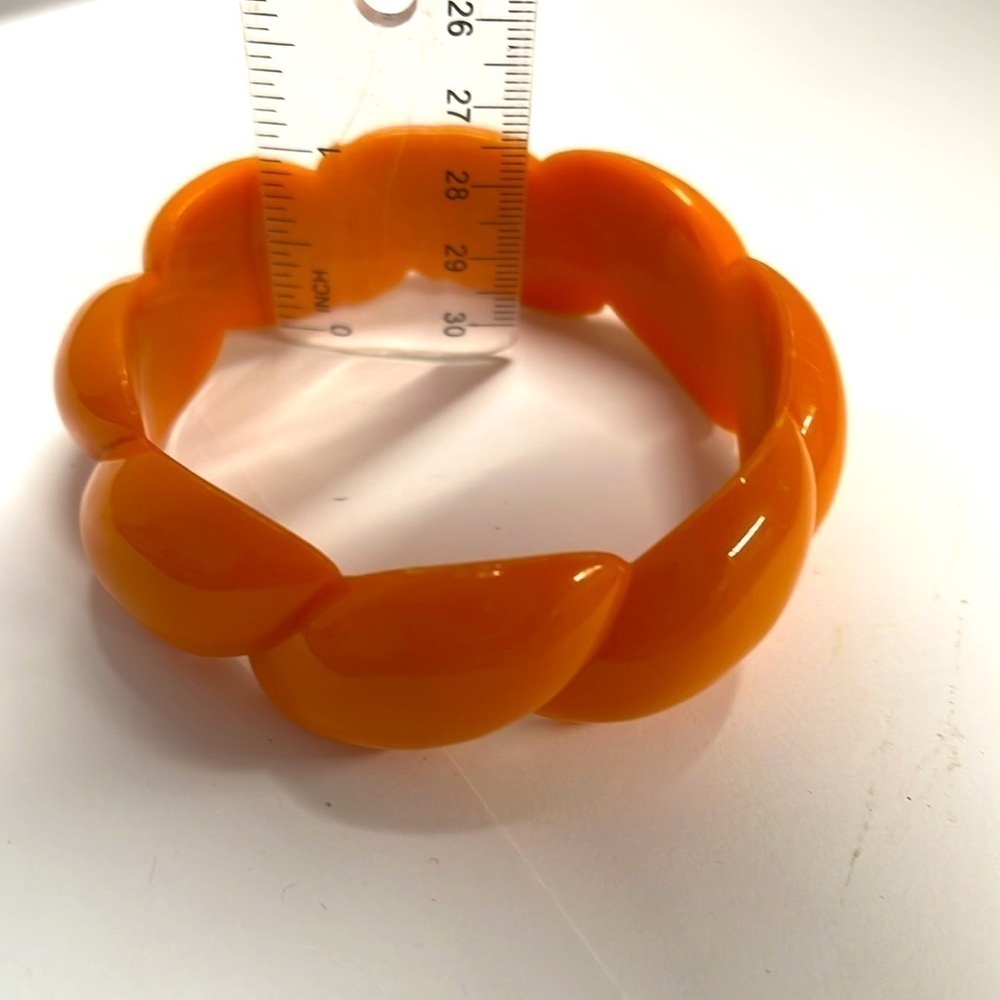 Orange Lucite Rope Pattern Bangle Bracelet - Picture 6 of 6